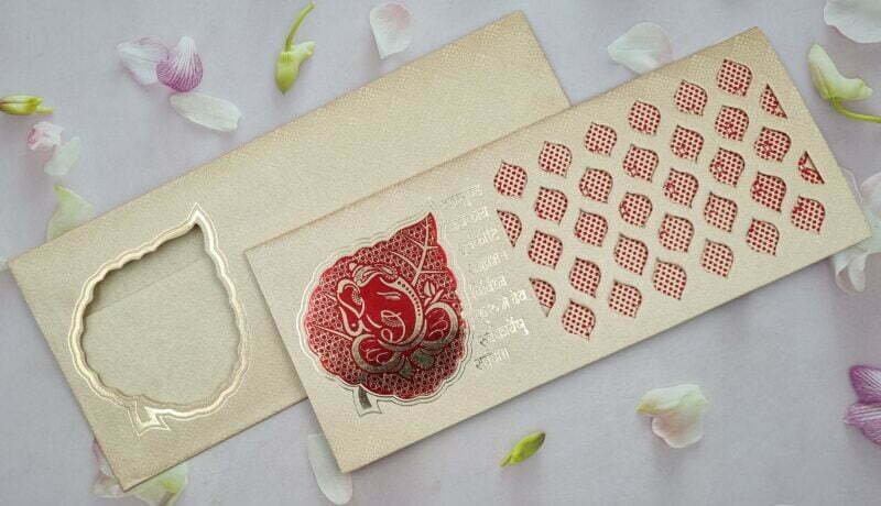 Laser Cut Ganesha Red Wedding Invitation Card