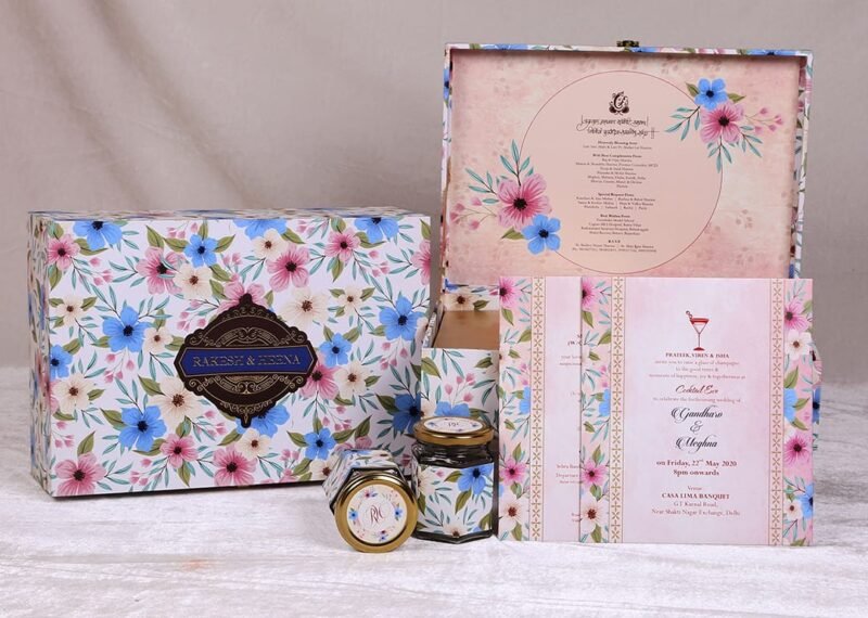 Colorful Floral Art Designer Collectible Exclusive Wedding Invitaion Box