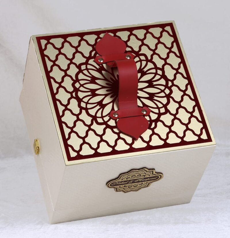 Luxury Box With Leather Strap Designer Exclusive Wedding Invitaion Box