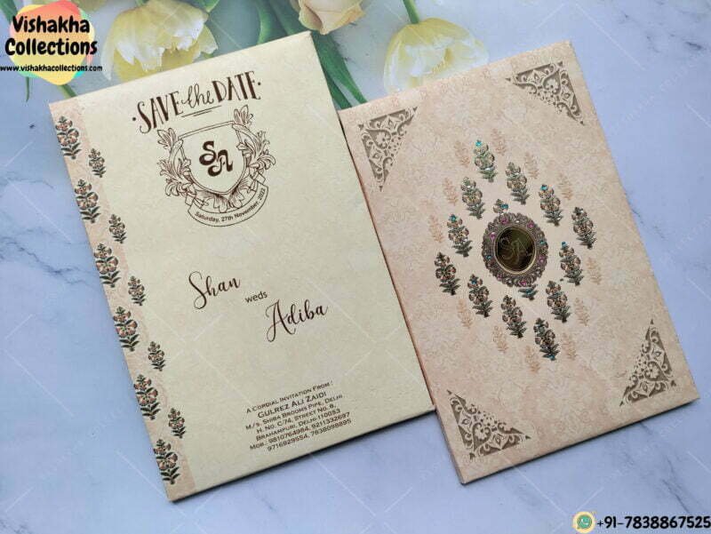 Designer Art Based Flower Frame Patterned Wedding invitation Cards