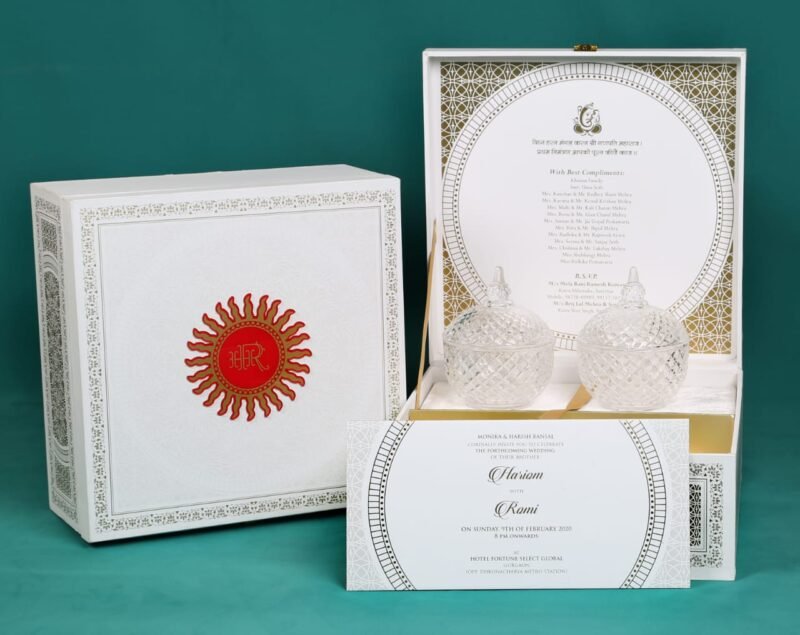 Elegant White Art Designer Collectible Exclusive Wedding Invitaion Box