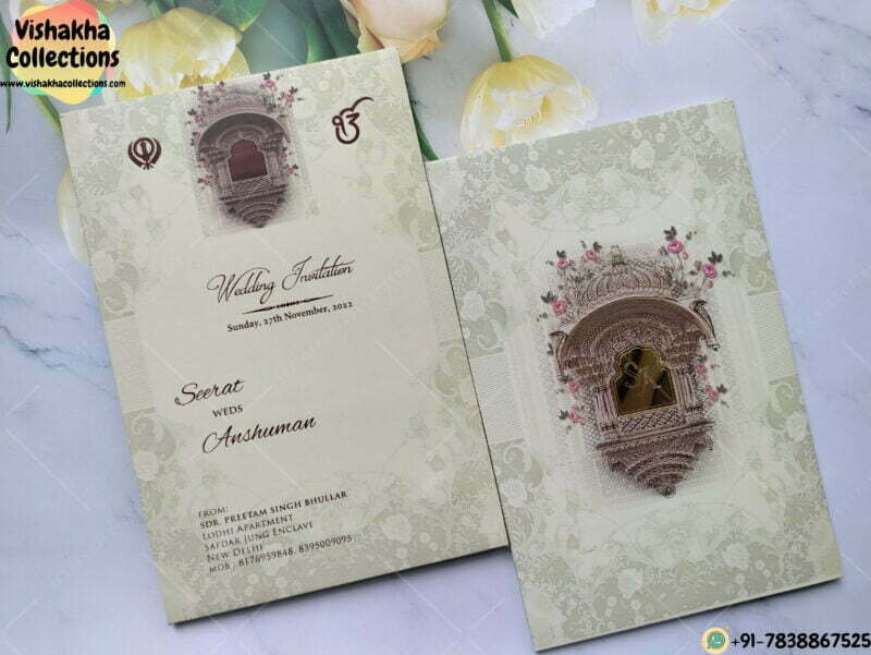 Jaipur Hawa Mahal Window Design Floral Colors Wedding Invitation Cards