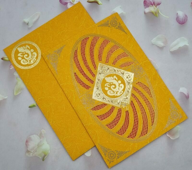 Ganesha Yellow Wedding Invitation card
