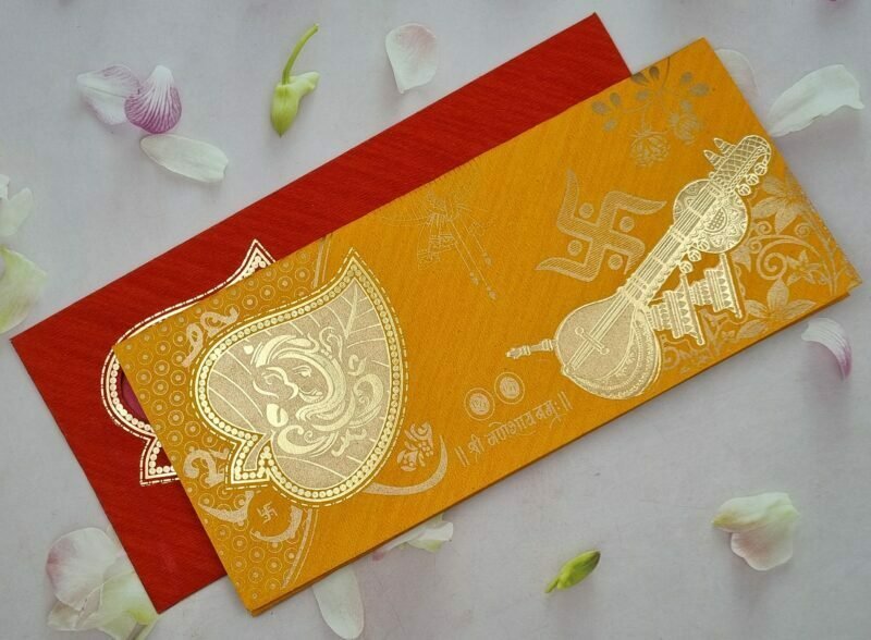 Ganesha in Yellow and Red Wedding Invitation Card