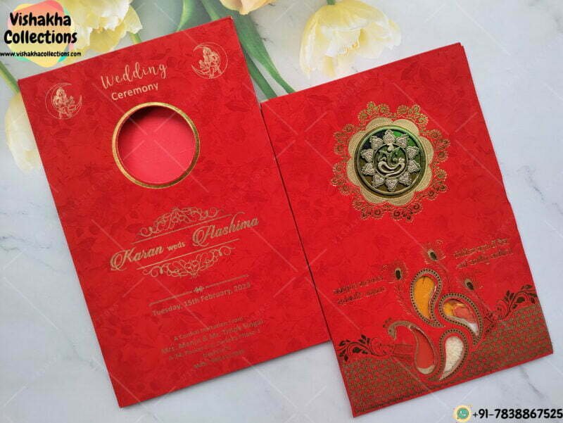 Red Color Shubh Real KumKum Haldi Supari Chawal And Roli Traditional card