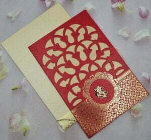 Red and Beige Wedding Invitation Card