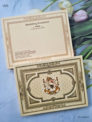Doli Themed Barat Themed Semi Box Ganesh Ji Themed Dulah Dulhan Themed Flower Themed Hindu Wedding Sikh Wedding Padded Wedding invitation Cards - EJ3013