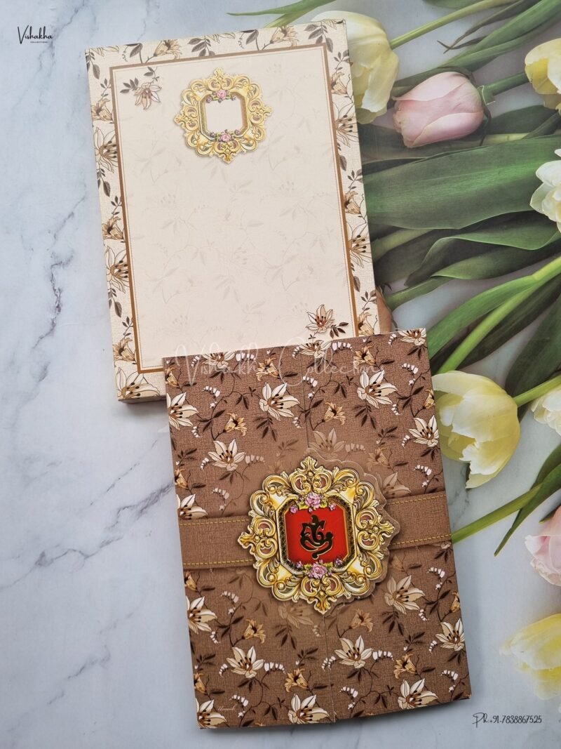 Semi Box Flower Themed Hindu Wedding Muslim Wedding Christian Wedding Sikh Wedding invitation Cards - AK267