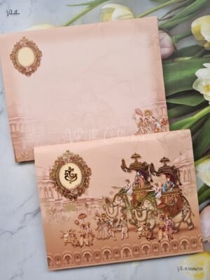 Barat Themed Unique Concept Hathi Themed Dulah Dulhan Themed Hindu Wedding Sikh Wedding invitation Cards - AK316