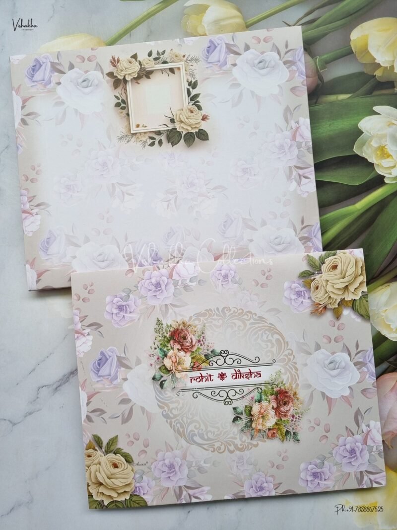 Unique Concept Flower Themed Hindu Wedding Muslim Wedding Christian Wedding Sikh Wedding invitation Cards - AK344
