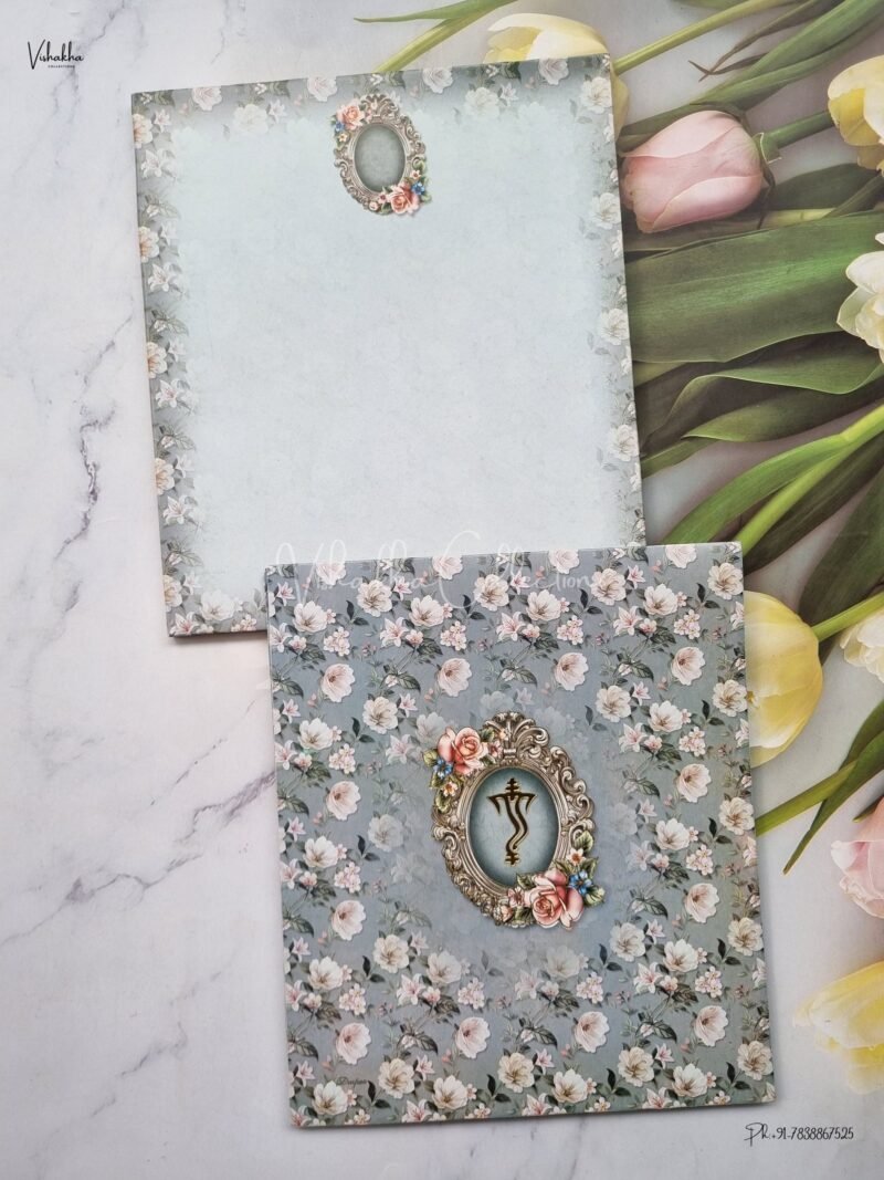 Semi Box Flower Themed Hindu Wedding Muslim Wedding Christian Wedding Sikh Wedding invitation Cards - AK538