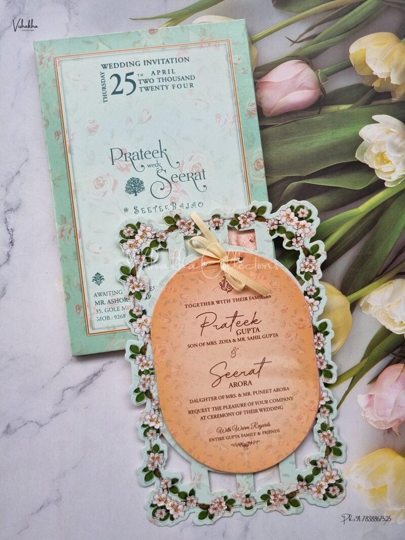 Paper Laser Cut Semi Box Flower Themed Hindu Wedding Muslim Wedding Christian Wedding Sikh Wedding invitation Cards - ATS-L3168