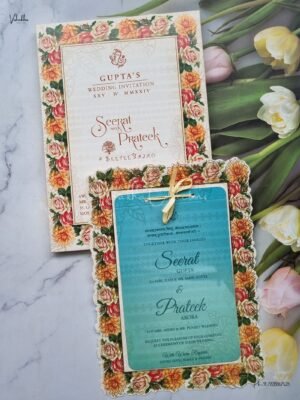 Paper Laser Cut Semi Box Flower Themed Hindu Wedding Muslim Wedding Christian Wedding Sikh Wedding invitation Cards - ATS-L3177