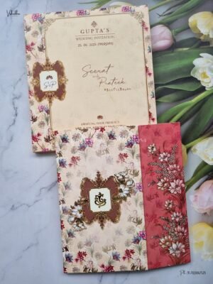 Semi Box Flower Themed Double Door Hindu Wedding Muslim Wedding Christian Wedding Sikh Wedding invitation Cards - ATS-NP2167
