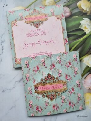 Semi Box Flower Themed Double Door Hindu Wedding Muslim Wedding Christian Wedding Sikh Wedding invitation Cards - ATS-NP2169