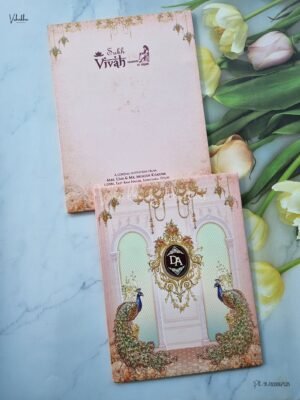 Peacock Themed Semi Box Flower Themed Hindu Wedding Christian Wedding Sikh Wedding Padded Wedding invitation Cards - EJ3035