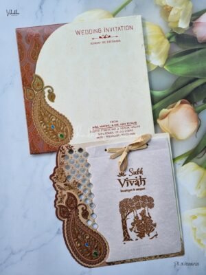 Paper Laser Cut Unique Concept Semi Box Flower Themed Hindu Wedding Muslim Wedding Christian Wedding Sikh Wedding Laser Cut Wedding Vellum Paper Wedding invitation Cards - EJ3085