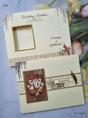 Peacock Themed Semi Box Hathi Themed Ganesh Ji Themed Flower Themed Hindu Wedding Sikh Wedding invitation Cards - EJ3101