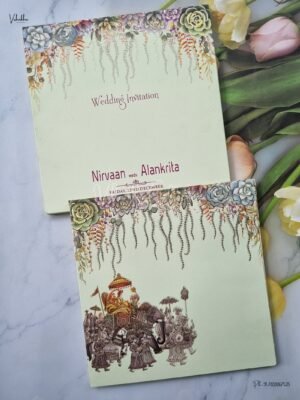 Barat Themed Semi Box Hathi Themed Dulah Dulhan Themed Flower Themed Hindu Wedding Sikh Wedding invitation Cards - EJ3111