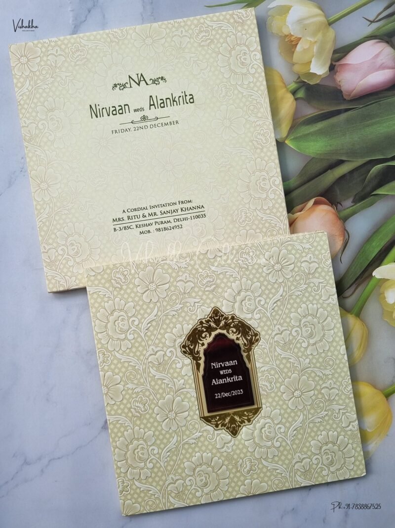 Semi Box Flower Themed Hindu Wedding Muslim Wedding Christian Wedding Sikh Wedding invitation Cards - EJ3113