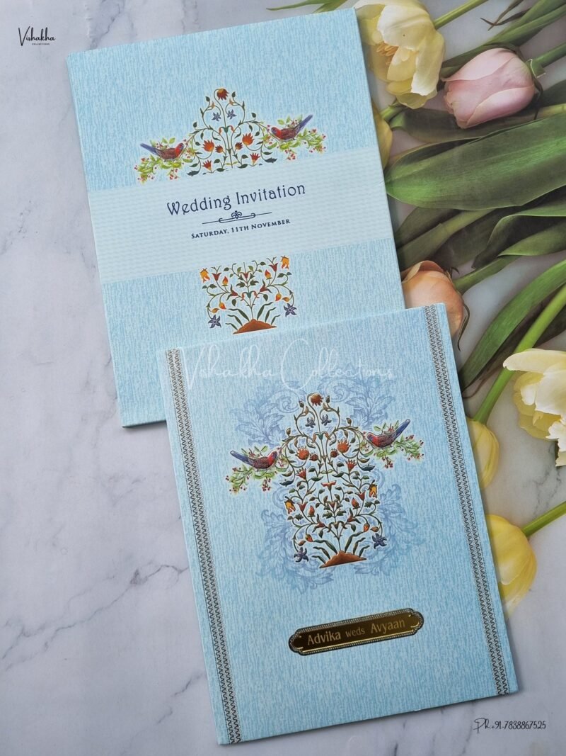 Semi Box Flower Themed Hindu Wedding Muslim Wedding Christian Wedding Sikh Wedding invitation Cards - EJ3127