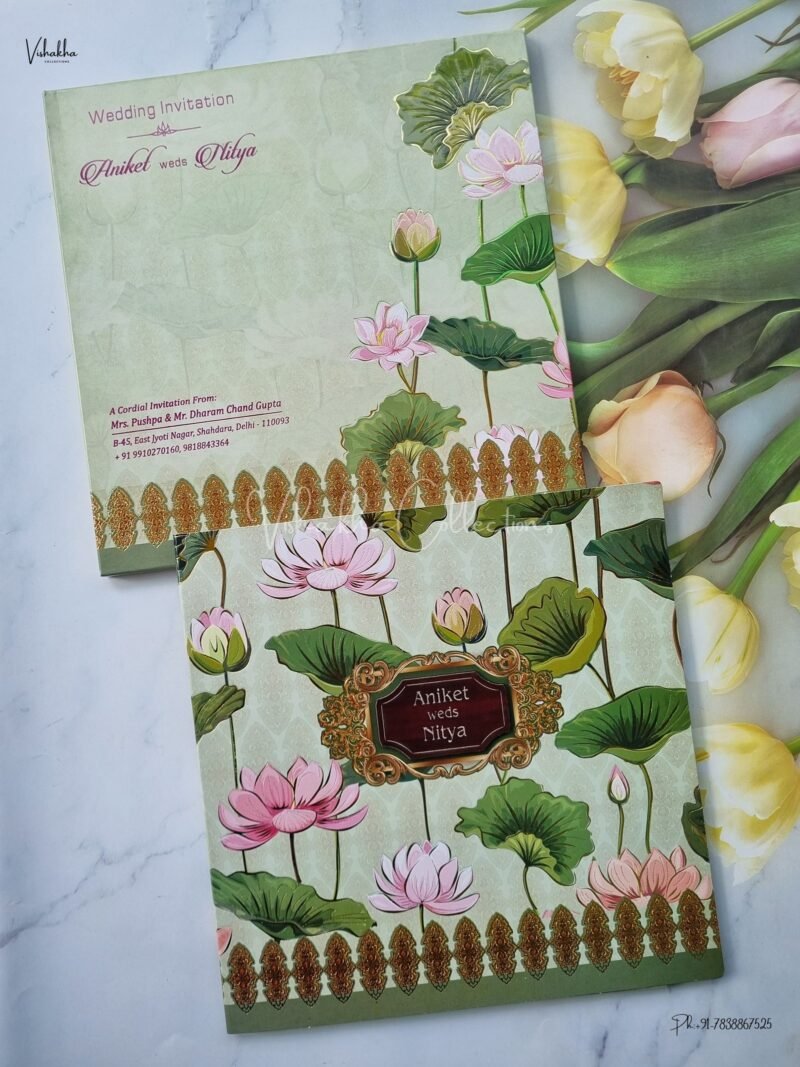 Semi Box Flower Themed Hindu Wedding Muslim Wedding Christian Wedding Sikh Wedding invitation Cards - EJ3159