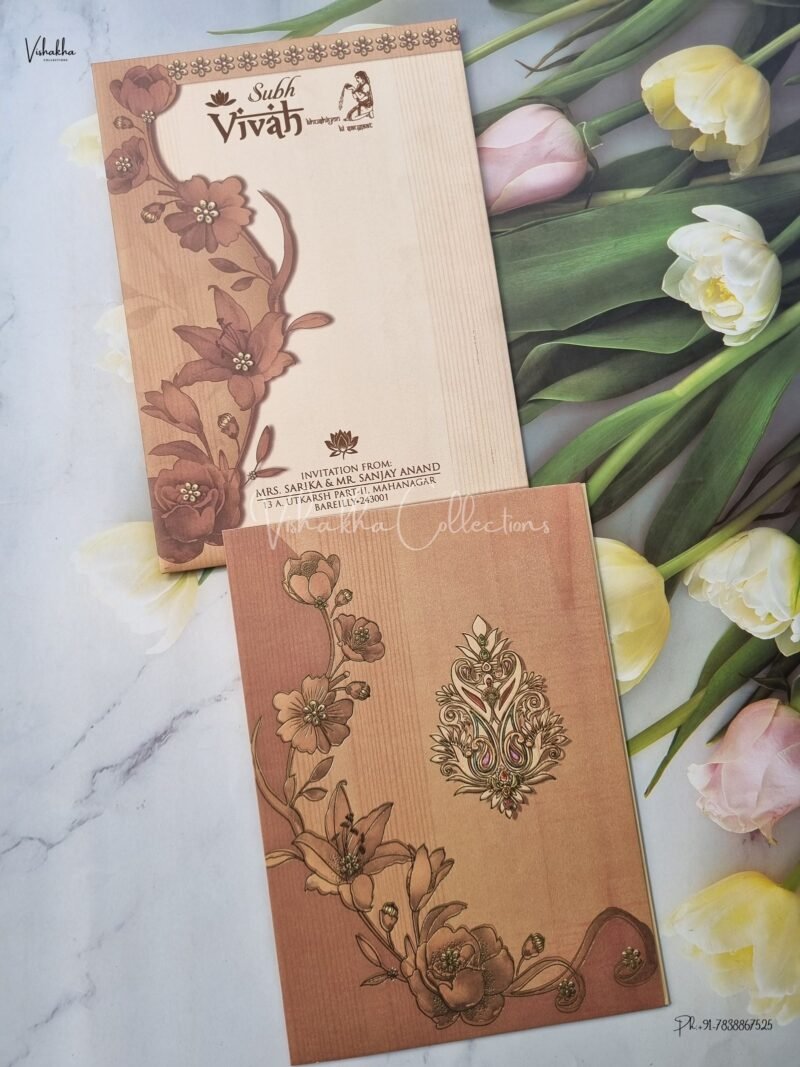 Flower Themed Hindu Wedding Muslim Wedding Christian Wedding Sikh Wedding invitation Cards - EJ3175
