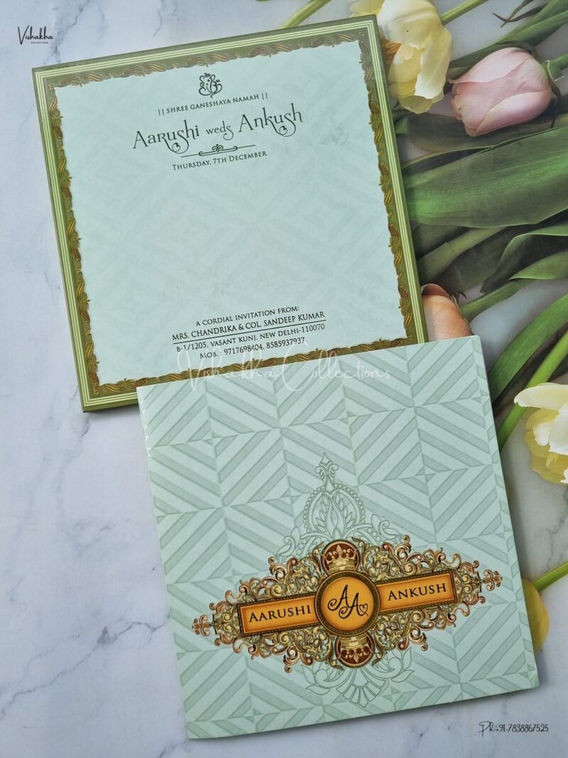 Semi Box Flower Themed Hindu Wedding Sikh Wedding invitation Cards - EJ3199
