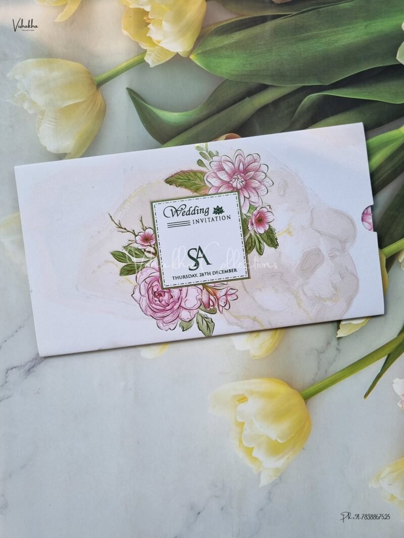 Sliding Style Unique Concept Flower Themed Hindu Wedding Muslim Wedding Christian Wedding Sikh Wedding invitation Cards - EJ3232