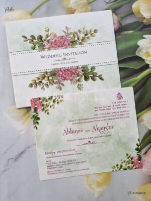Flower Themed Hindu Wedding Muslim Wedding Christian Wedding Sikh Wedding invitation Cards - EJ3235