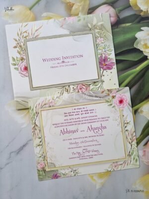 Flower Themed Hindu Wedding Muslim Wedding Christian Wedding Sikh Wedding invitation Cards - EJ3237
