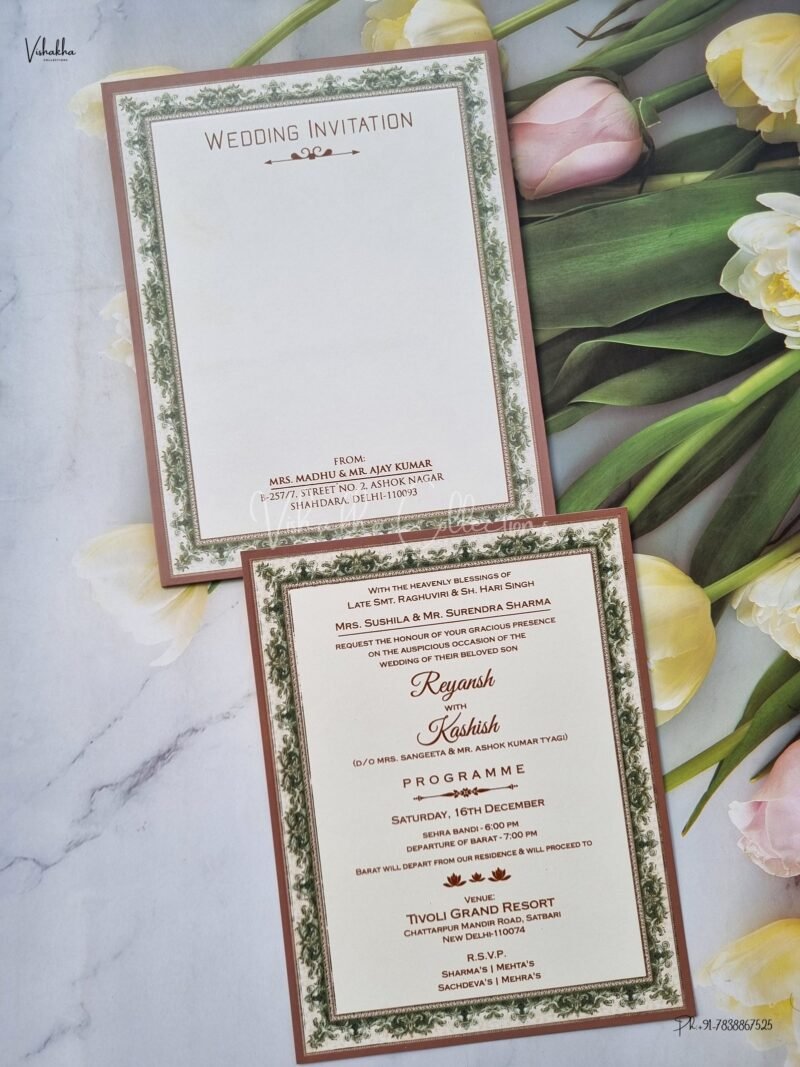 Single Insert Hindu Wedding Muslim Wedding Christian Wedding Sikh Wedding invitation Cards - EJ3240
