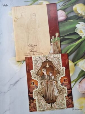 Dulah Dulhan Themed Flower Themed Hindu Wedding Sikh Wedding invitation Cards - EJ3259