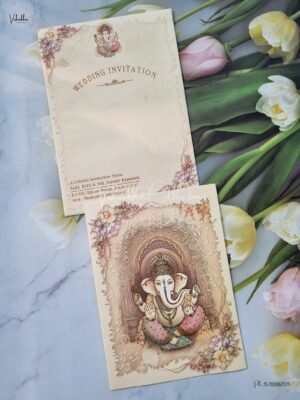 Ganesh Ji Themed Flower Themed Hindu Wedding Sikh Wedding invitation Cards - EJ3273