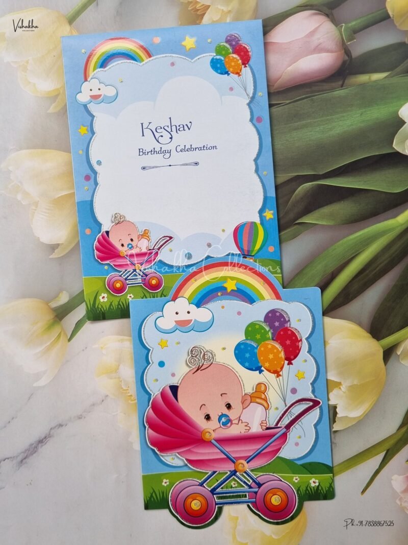 Birthday Cards Thread Ceremony Cards Mundan cards Baby Announcement Cards Baby Showerinvitation Cards - EJ946