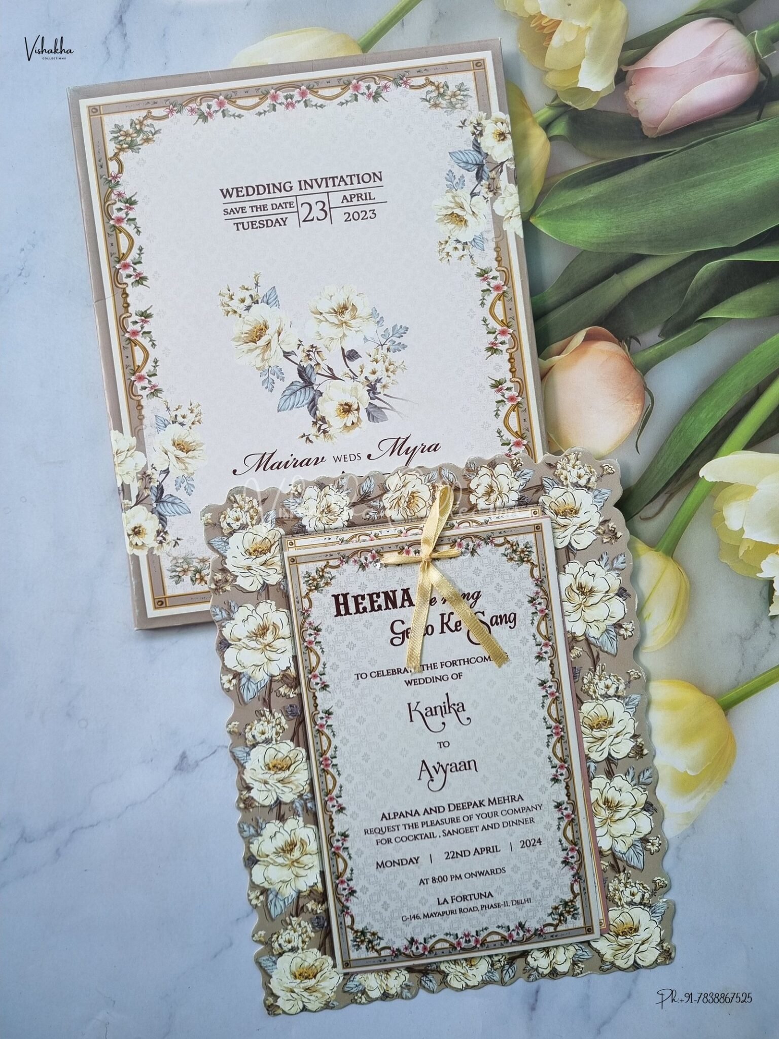 10 Minimalist Nikah Invitation Cards for Modern Muslim Couples 10 Paper Laser-Cut Semi-Box Floral Invitation Card