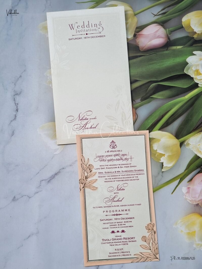Single Insert Hindu Wedding Muslim Wedding Christian Wedding Sikh Wedding Anniversary Cards invitation Cards - EJ-3519
