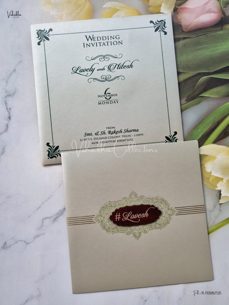 Hindu Wedding Muslim Wedding Christian Wedding Sikh Wedding With Emblem invitation Cards - EJ-3736