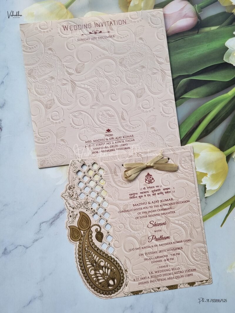 Paper Laser Cut Hindu Wedding Muslim Wedding Christian Wedding Sikh Wedding invitation Cards - EJ-3813