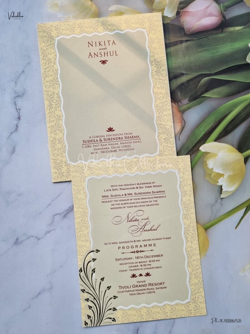 Single Insert Hindu Wedding Muslim Wedding Christian Wedding Sikh Wedding Anniversary Cards invitation Cards - EJ-3822