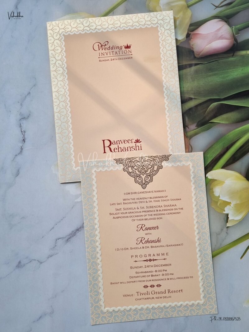 Single Insert Hindu Wedding Muslim Wedding Christian Wedding Sikh Wedding Anniversary Cards invitation Cards - EJ-3824