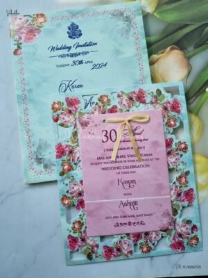 Paper Laser Cut Semi Box Flower Themed Hindu Wedding Muslim Wedding Christian Wedding Sikh Wedding invitation Cards - CR-8042