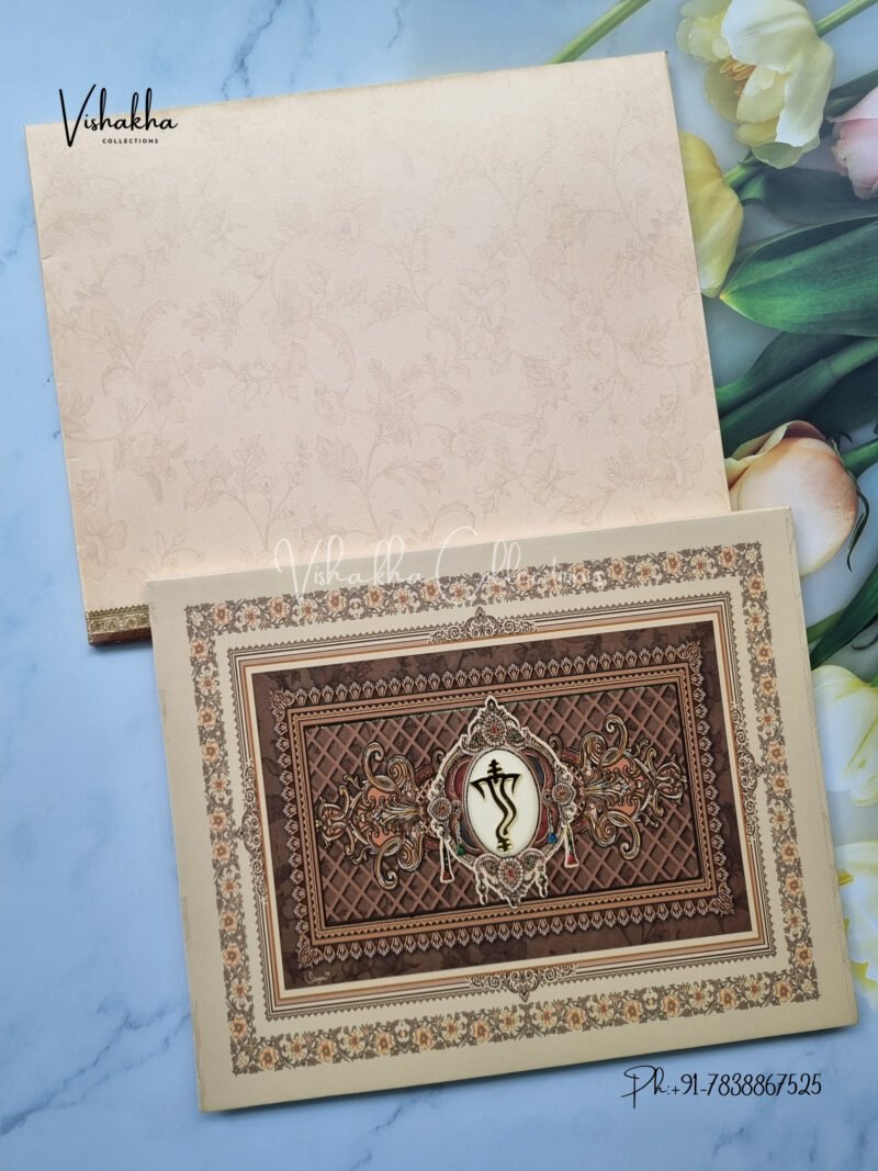 Brown Floral Pattern with UV Printing Wedding Invitation Card