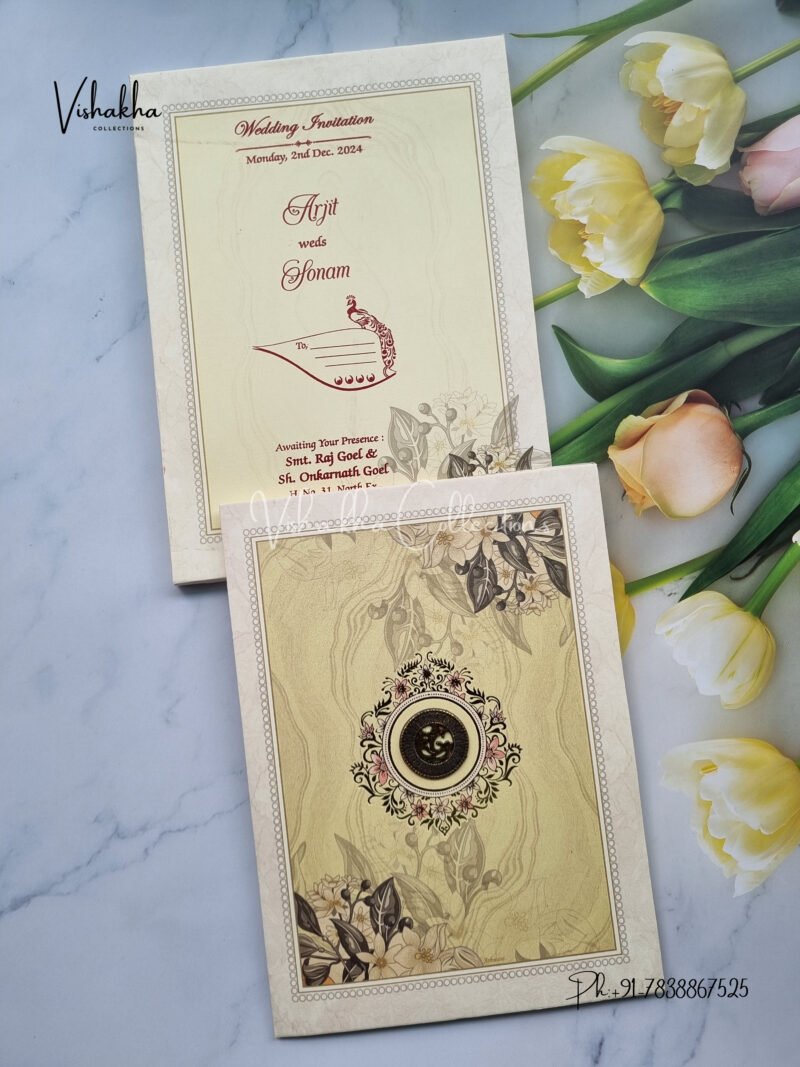 Light Yellow and White Floral Themed Wedding Invitation Card