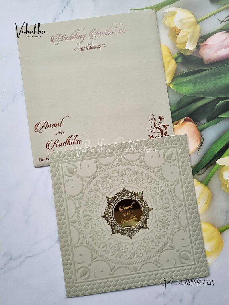 Non Shiny Silver Grey Textured Pattern with Gold Foiled Highlighted Center Hindu Muslim Sikh Christian