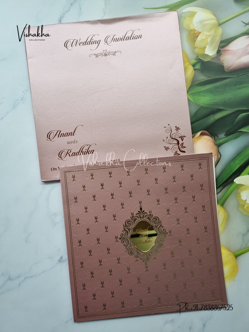 Sweet Pink in Floral Textured Pattern with Gold Foiled Patterned Semi Box Hindu Muslim Sikh Christian