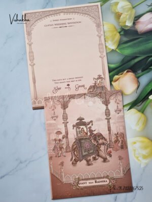 Doli Themed Barat Themed Hathi Themed Dulah Dulhan Themed Flower Themed Hindu Wedding invitation Cards - CR-5046
