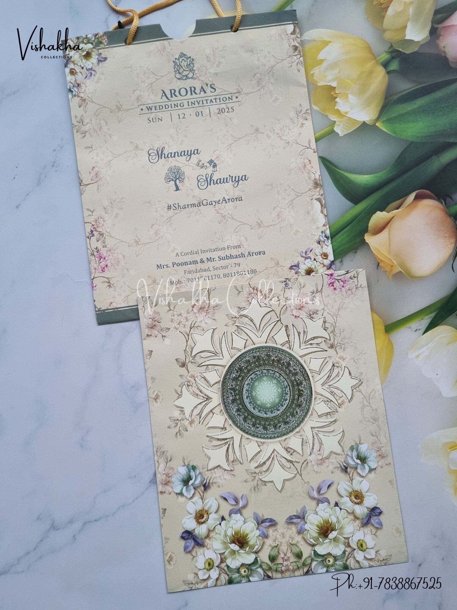 10 Minimalist Nikah Invitation Cards for Modern Muslim Couples 3 Floral Carry Bag Invitation Card