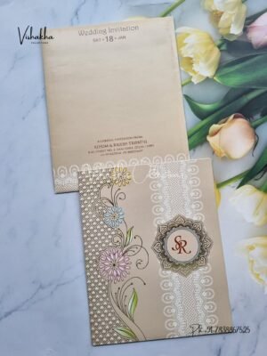 Flower Hindu Muslim Christian Sikh invitation Cards EJ-4168