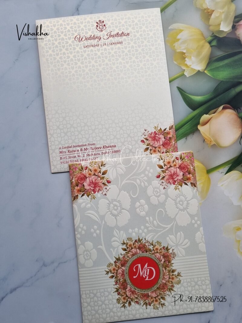 Flower Hindu Muslim Christian Sikh invitation Cards EJ-4176